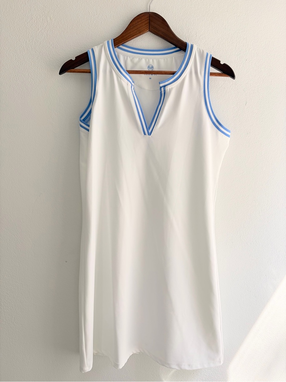 Renwick Tech Pique Tunic Sport Dress White Blue Trim Size M